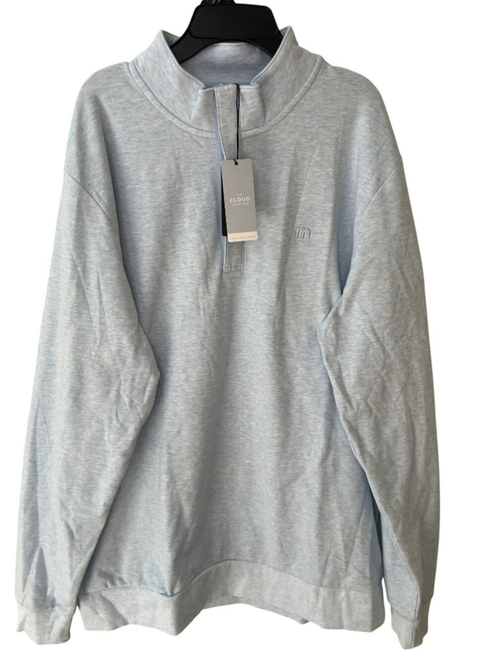Travis Mathew Cloud Quarter Zip Pullover Heather Blue Golf Shirt Men's Sz XL NWT - Picture 1 of 10